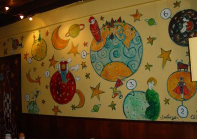 Chloe y Santiago Bordils realizando un mural en el restaurante El Poco Loco en París