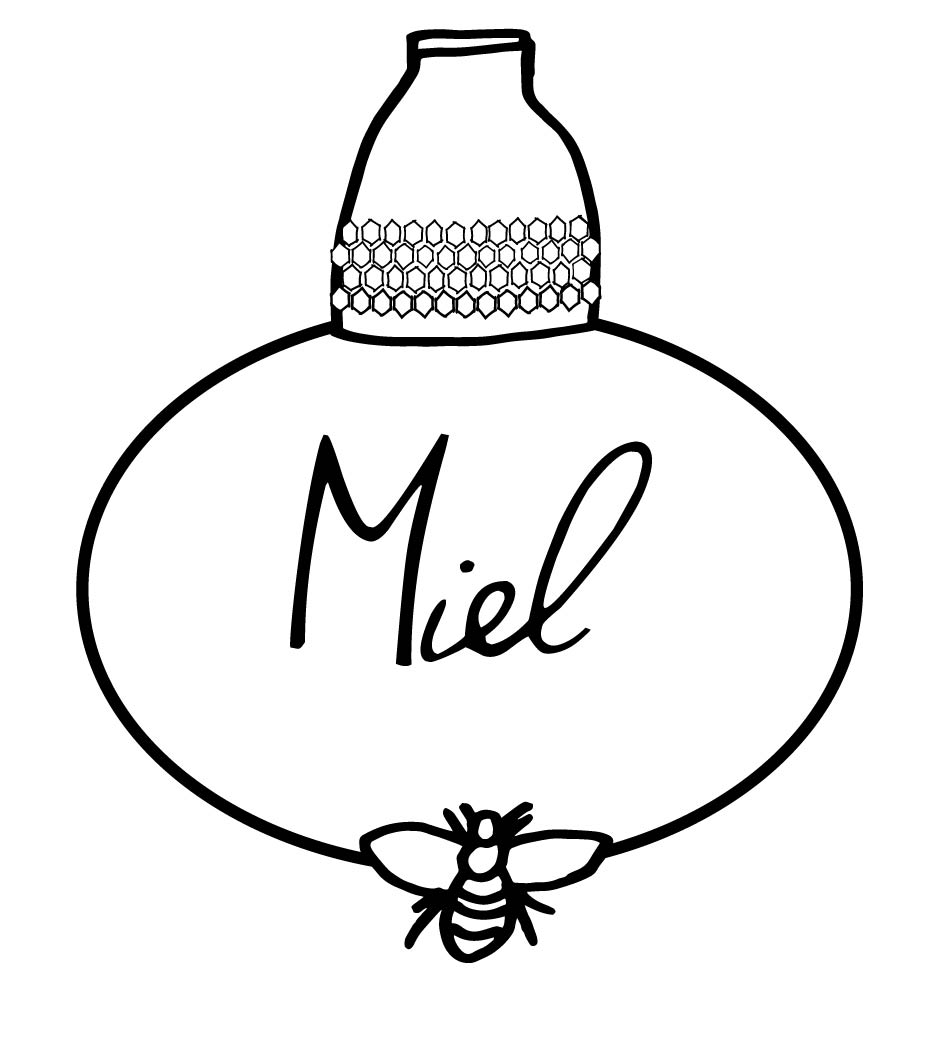 diseño de logotipo con ilustración miel abejas