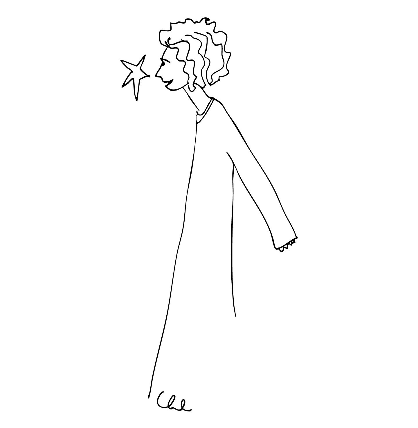 Ilustración minimalista en blanco y negro de Chloe Bordils que representa la idea de seguir su estrella