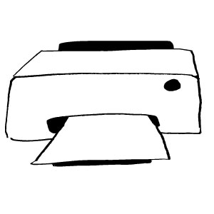 Ilustración de Chloe Bordils de una impresora - Documentos para descargar