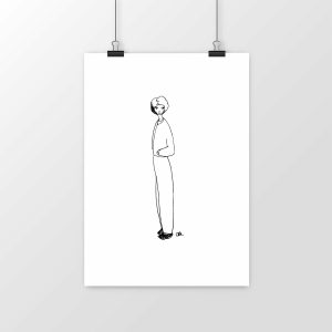 Print de la ilustración de Chloe Bordils - personaje con las manos en los bolsillos