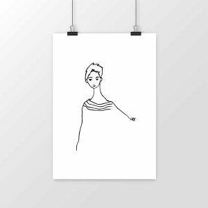 Print de la ilustración de Chloe Bordils - personaje con jersey a rayas