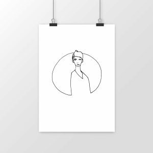 Print de la ilustración de Chloe Bordils - personaje delante de la luna
