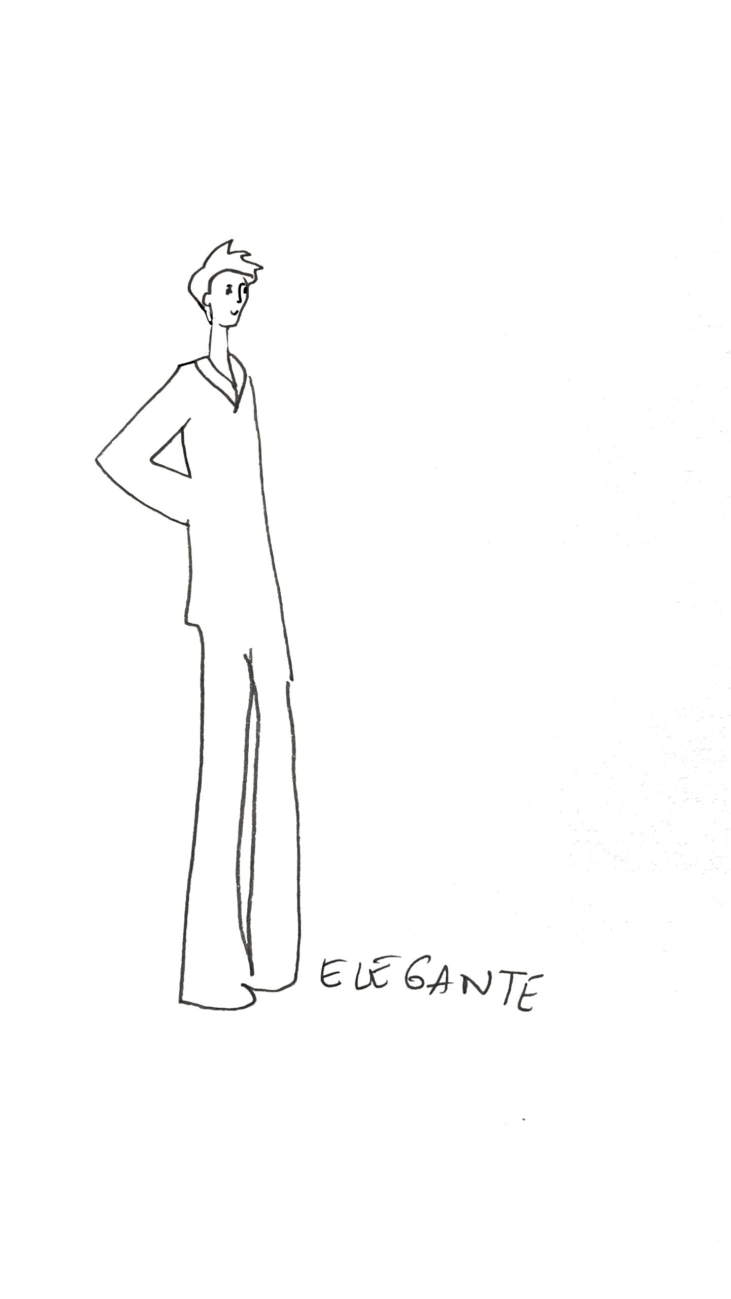 personaje elegante Ilustración minimalista en blanco y negro de Chloe Bordils que representa un personaje elegante