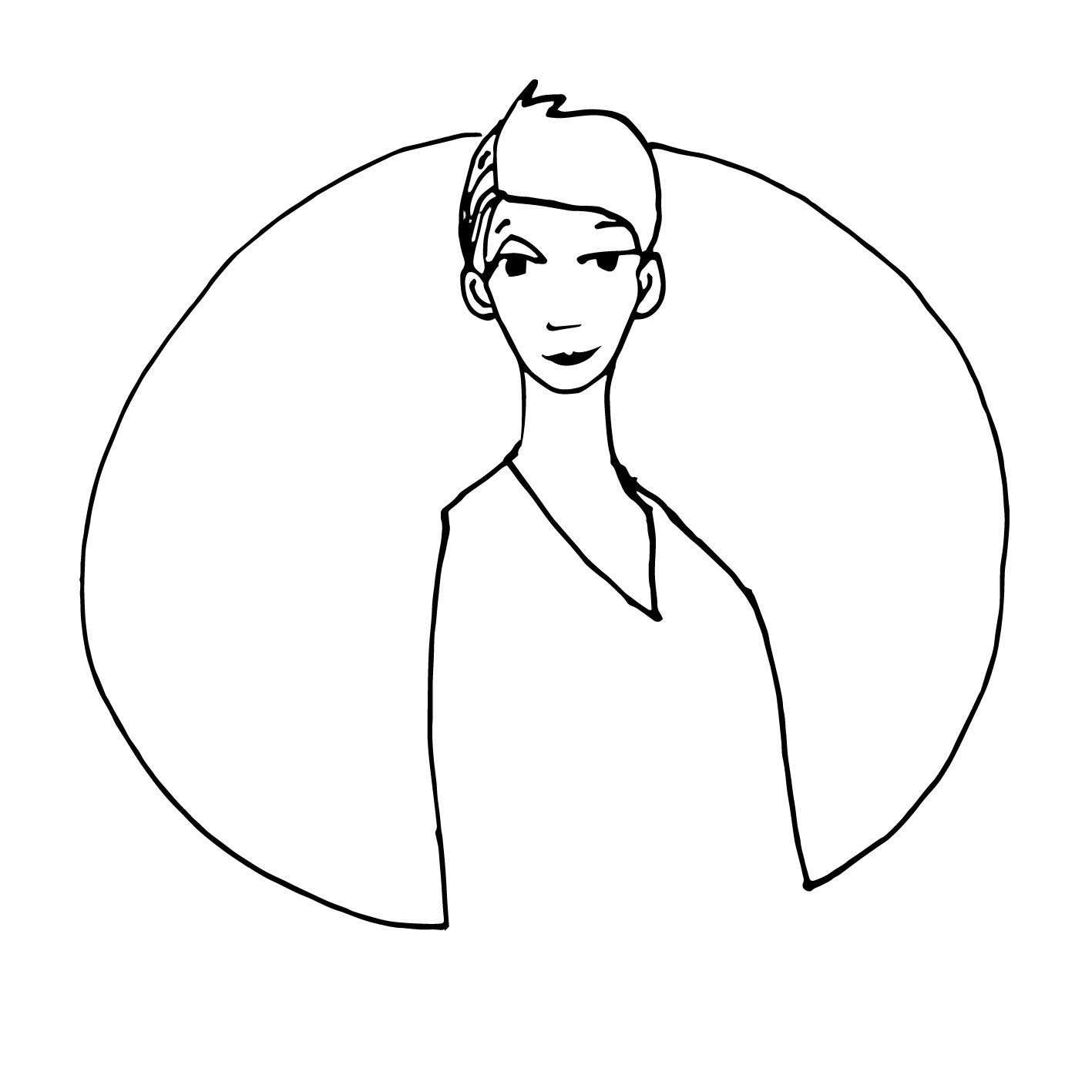 ilustración de un personaje elegante delante de la luna de chloe bordils