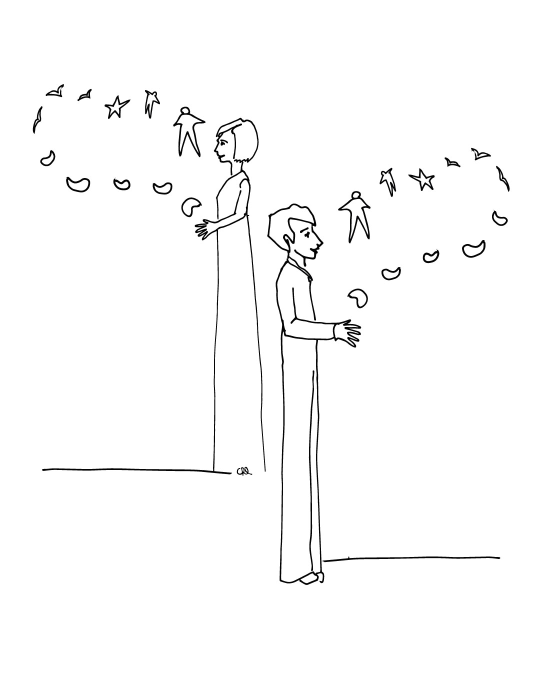 Ilustración minimalista en blanco y negro de Chloe Bordils para el cartel de la asociación Alcer Castalia que acompaña a pacientes de enfermedad renal