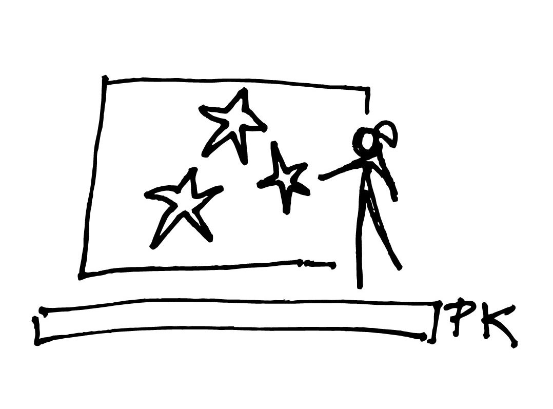 Ilustración minimalista de Chloe Bordils sobre su Pecha Kucha de maquetación editorial